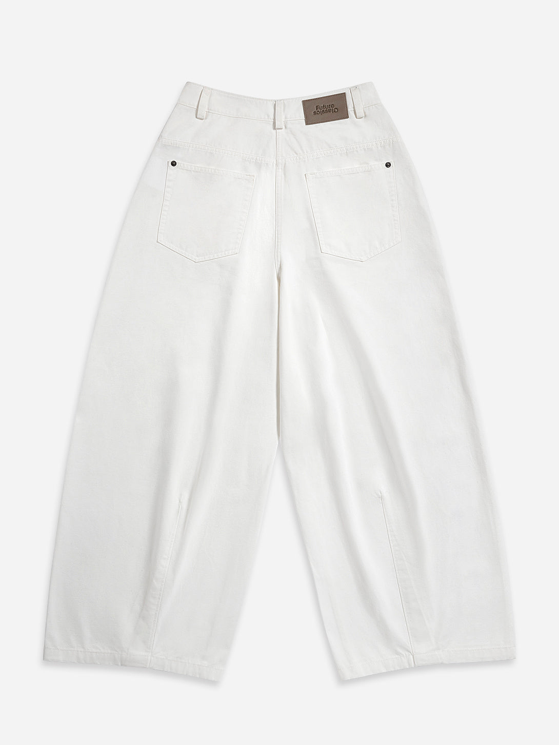 Pure White Balloon Work Pants Womens Wide Leg White Denim Pants Womens Jeans