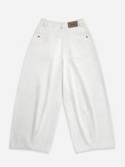 Pure White Balloon Work Pants Womens Wide Leg White Denim Pants Womens Jeans