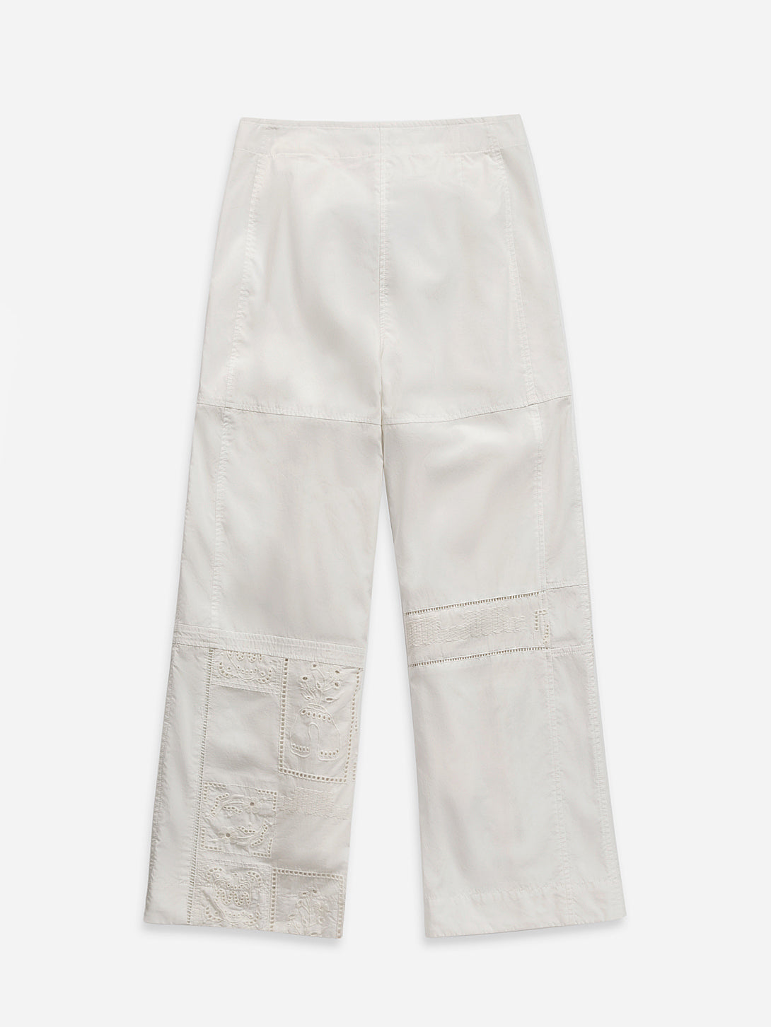 Offwhite Patchwork Oeuvres Pants Womens White Patchwork Cotton Woven Pants Womens Summer Pants 