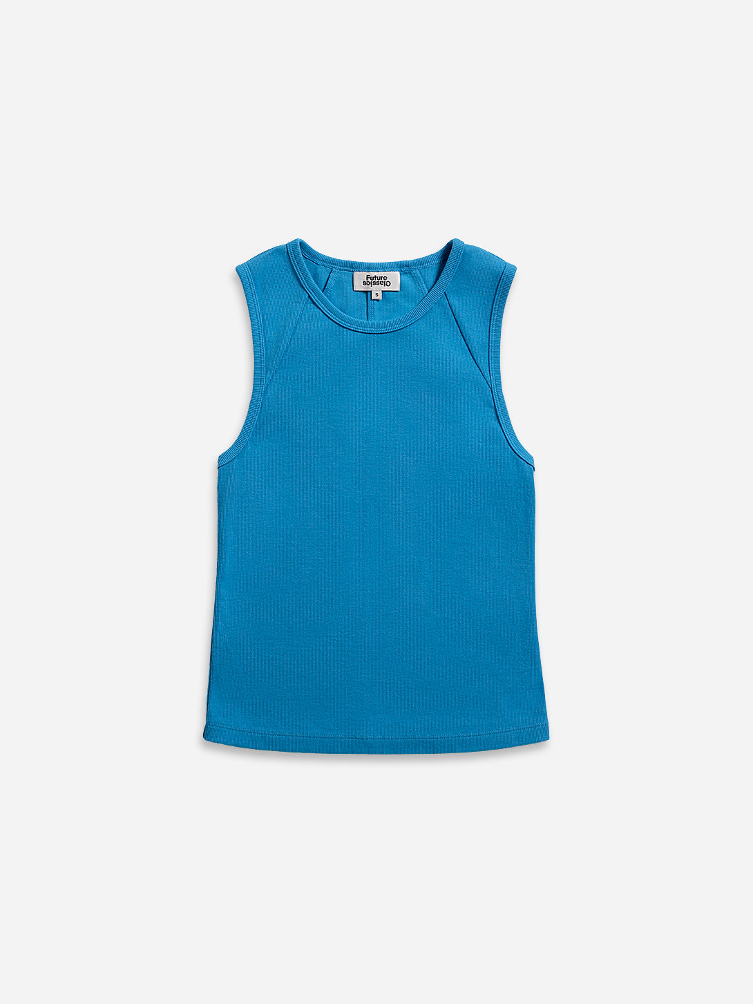 Brilliant Blue Shoulder Yoked Tank Top Womens Cotton Tank Top Textured Sleeveless Shirt 