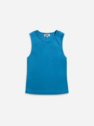 Brilliant Blue Shoulder Yoked Tank Top Womens Cotton Tank Top Textured Sleeveless Shirt 