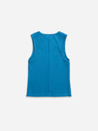 Brilliant Blue Shoulder Yoked Tank Top Womens Cotton Tank Top Textured Sleeveless Shirt 