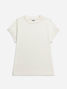 Offwhite Simple Tee Womens Short Sleeve Tee Shirt Cropped Sleeve Tee Basic Simple Tee Shirt Womens Summer Tee 