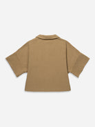 Desert Sand Textured Relax Polo Womens Short Sleeve Knitted Polo Collared Polo Shirt 