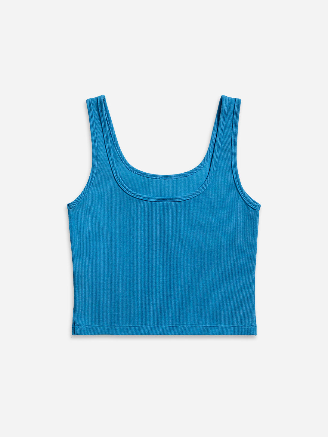 Brilliant Blue Essential Rib Tank Womens Cropped Cotton Tank Top Shirt 