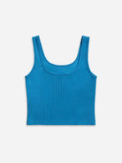 Brilliant Blue Essential Rib Tank Womens Cropped Cotton Tank Top Shirt 