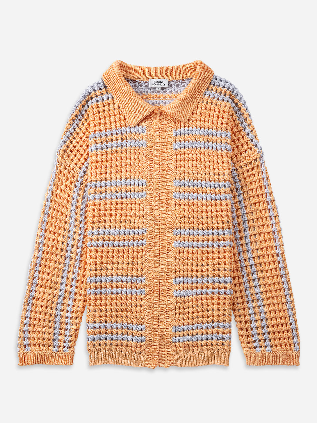 Apricot Stripe Striped Cocoon Cardigan Womens Knit Collared Light Cardigan Striped Pattern 