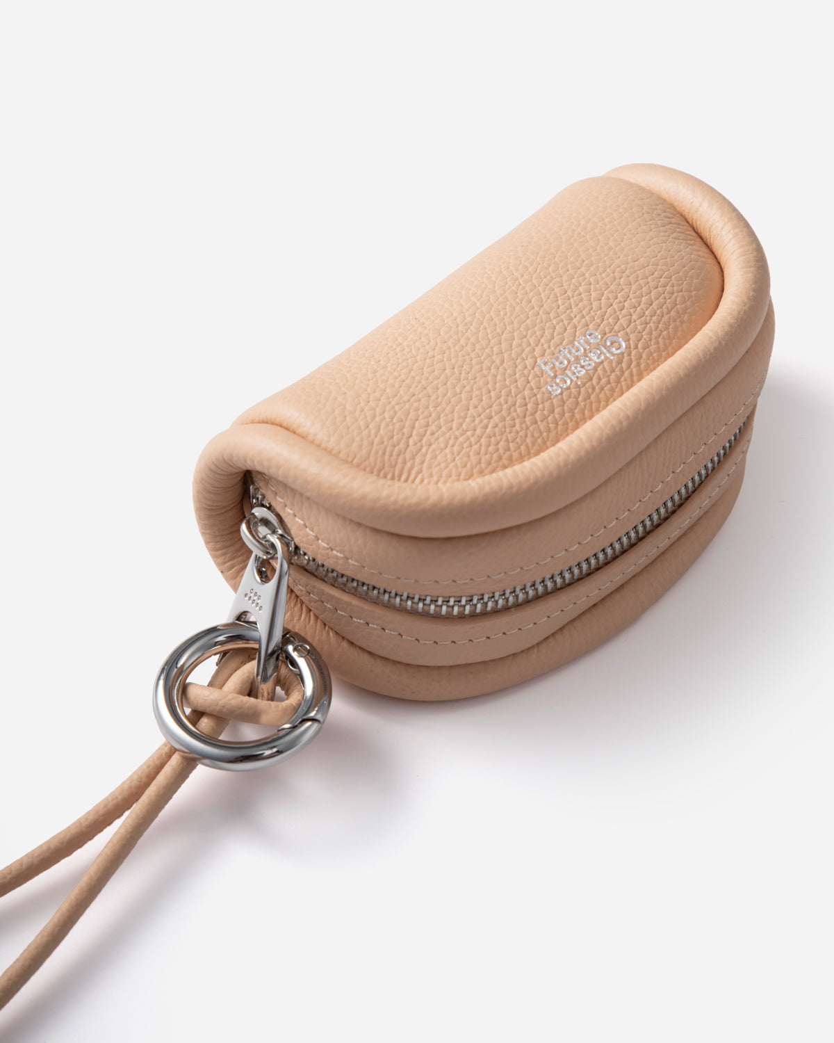 Honey Peach Micro Loaf Pebble Zip Pouch Womens Mini Leather Small Accesory Zip Pouch 