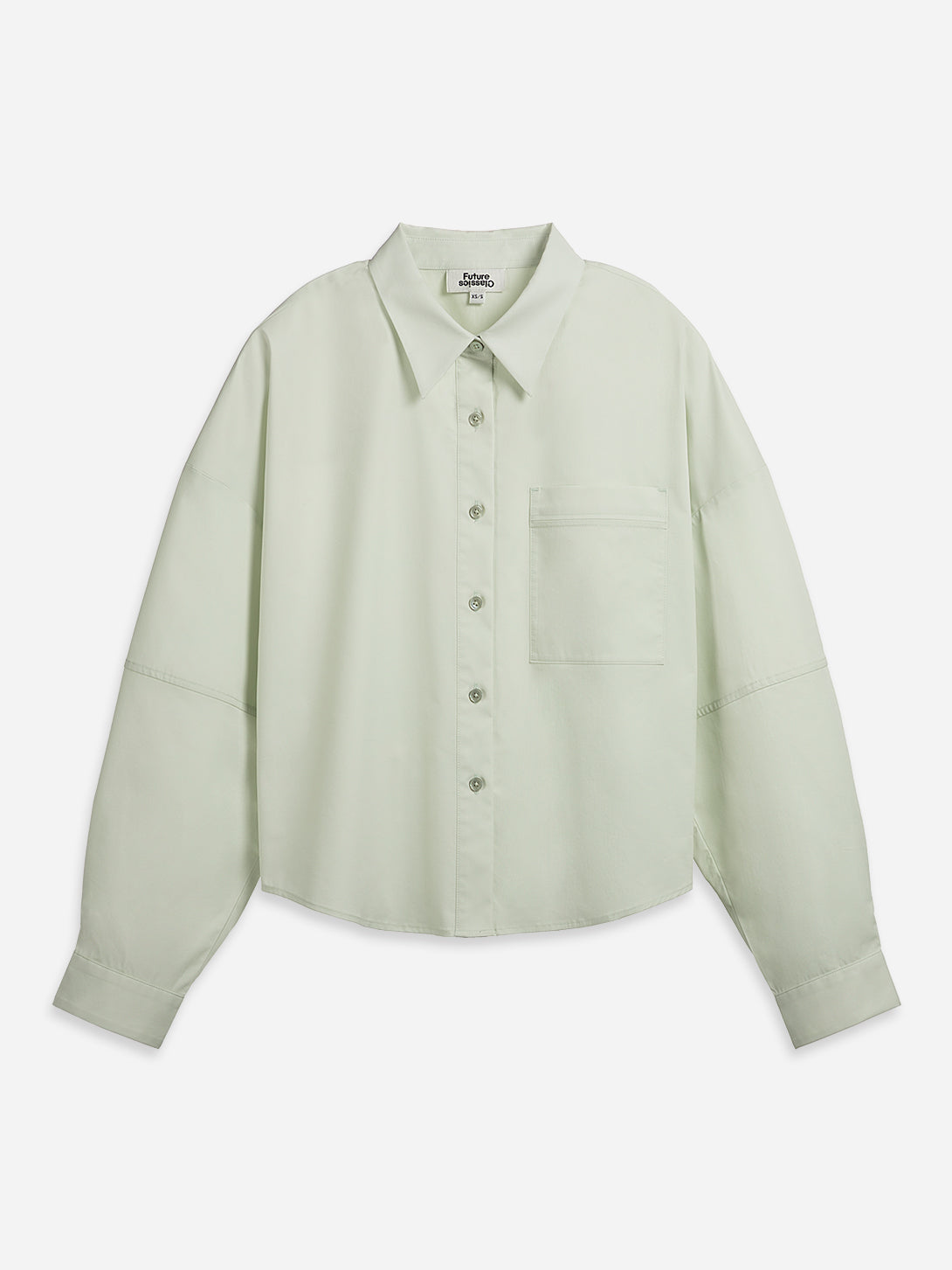 Soft Jade Oversized Boxy Shirt Womens Relaxed Fit Long Sleeve Button Up Woven Shirt Point Collar 