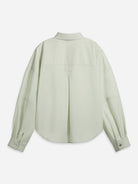 Soft Jade Oversized Boxy Shirt Womens Relaxed Fit Long Sleeve Button Up Woven Shirt Point Collar 