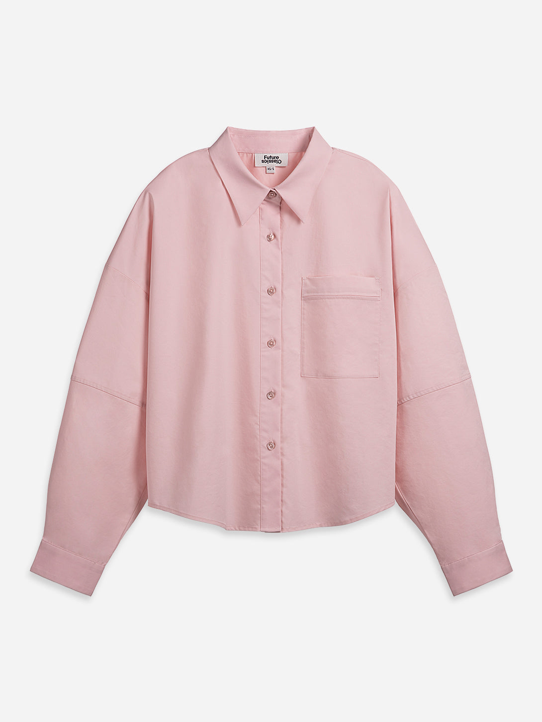 Playful Pink Oversized Boxy Shirt Womens Relaxed Fit Long Sleeve Button Up Woven Shirt Point Collar 