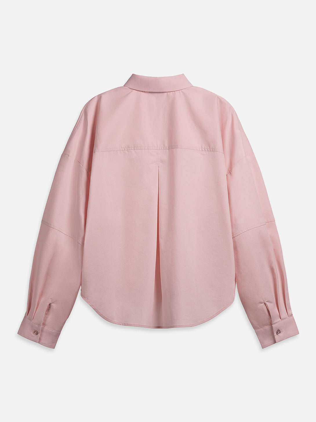 Playful Pink Oversized Boxy Shirt Womens Relaxed Fit Long Sleeve Button Up Woven Shirt Point Collar 