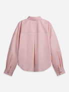 Playful Pink Oversized Boxy Shirt Womens Relaxed Fit Long Sleeve Button Up Woven Shirt Point Collar 