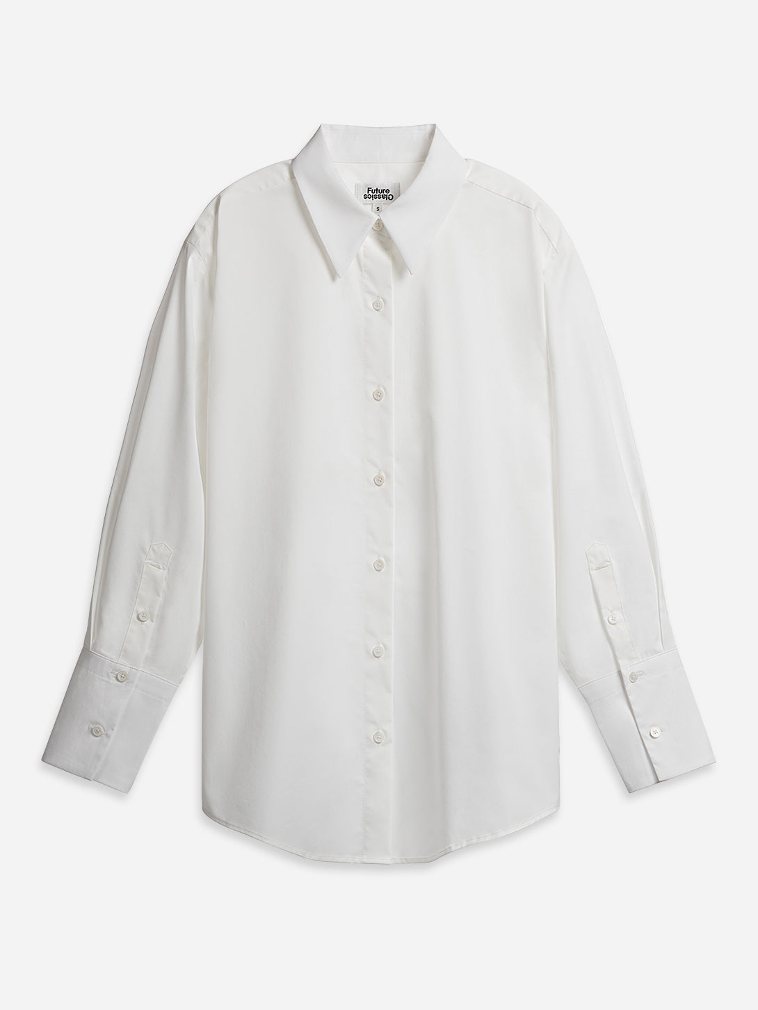 Pure White Folded Open Back Shirt Womens Oversize Long Sleeve Button Up Shirt Womens Casual Dress Shirt Collared