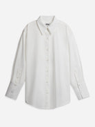 Pure White Folded Open Back Shirt Womens Oversize Long Sleeve Button Up Shirt Womens Casual Dress Shirt Collared