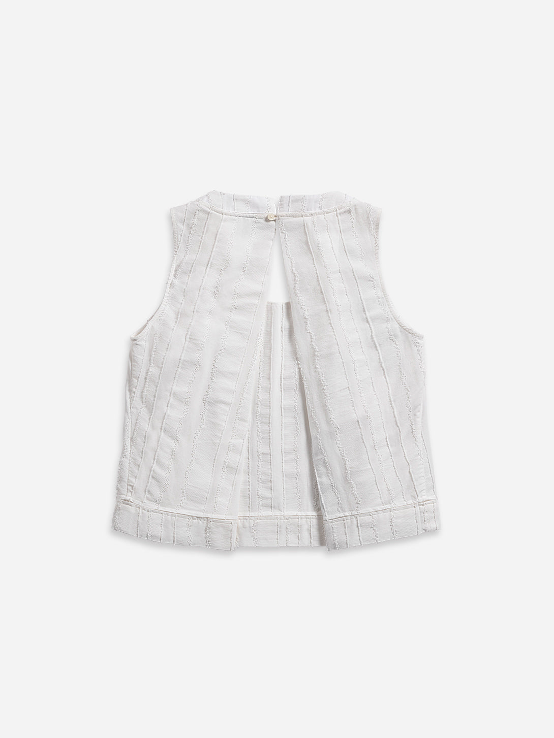 Pure White Stripe Textured A-Vent Tank Womens Textured Sleeveless Tank Top Cropped Woven Shirt 