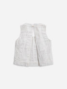 Pure White Stripe Textured A-Vent Tank Womens Textured Sleeveless Tank Top Cropped Woven Shirt 