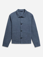 Iron Blue The Hawthorn Hopsack Summer Jacket Mens Soft Textured Layering Button Up Collared Jacket 
