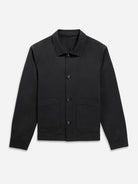 Black Hawthorn Cotton Linen Jacket Mens Mid Weight Layering Jacket Button Up Collared