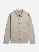 Grey Remi Herringbone Cotton Jacket Mens Button Up Chore Jacket Mens Collared Layering Jacket 