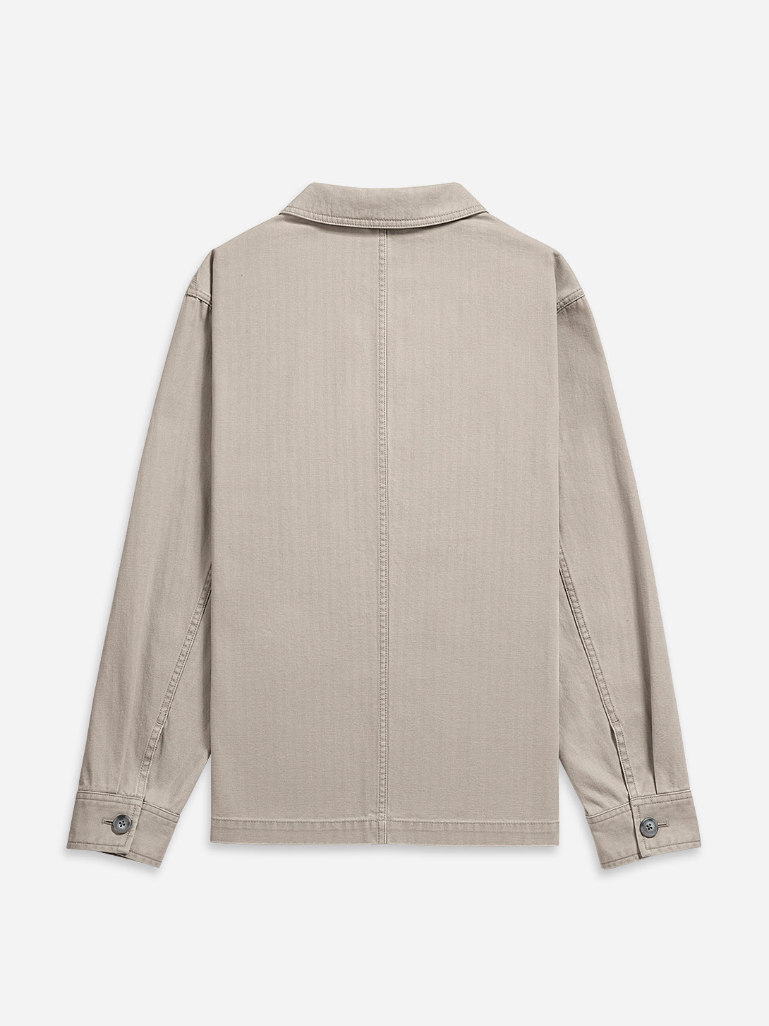 Grey Remi Herringbone Cotton Jacket Mens Button Up Chore Jacket Mens Collared Layering Jacket 