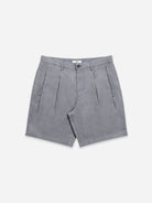 Steel Blue Modern Ramie Cotton Shorts Mens Pleated Blue Chino Shorts 