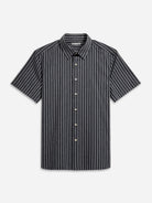 Navy/Bright White Stripe Arik Chalk Stripe Shirt Mens Striped Short Sleeve Button Up Shirt 
