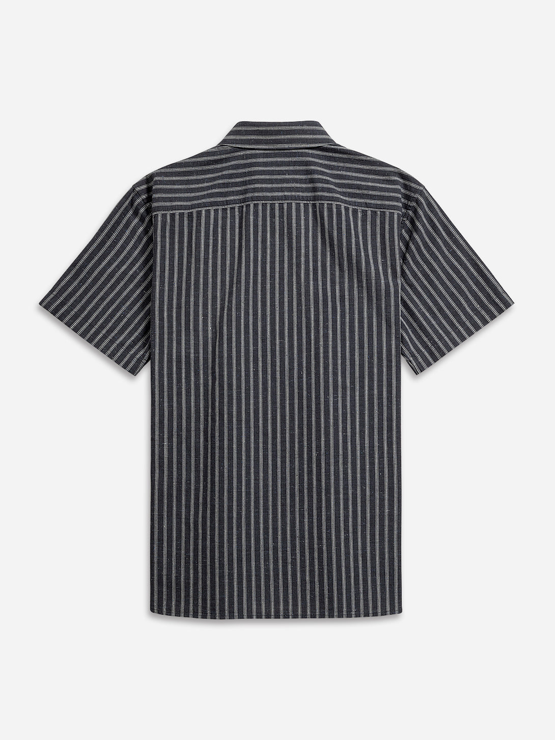 Navy/Bright White Stripe Arik Chalk Stripe Shirt Mens Striped Short Sleeve Button Up Shirt 