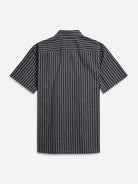 Navy/Bright White Stripe Arik Chalk Stripe Shirt Mens Striped Short Sleeve Button Up Shirt 