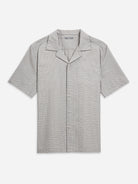 Lt Grey/Bright White Stripe Rockaway Seersucker Stripe Shirt Mens Camp Collar Short Sleeve Button Up Striped 
