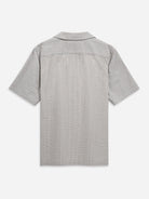 Lt Grey/Bright White Stripe Rockaway Seersucker Stripe Shirt Mens Camp Collar Short Sleeve Button Up Striped 