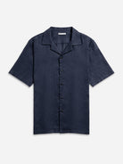 Dk Navy Rockaway Linen Shirt Mens Camp Collar Navy Shirt Short Sleeve ONS Clothing 