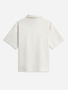 Cream Duffy Textured Knit Shirt Mens Relaxed Fit Button Up Collared Shirt Short Sleeve ONS Clothing 