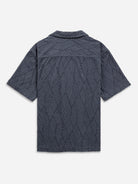 Iron Blue Rockaway Jacquard Towel Shirt Mens Textured Jacquard Camp Collar Shirt 