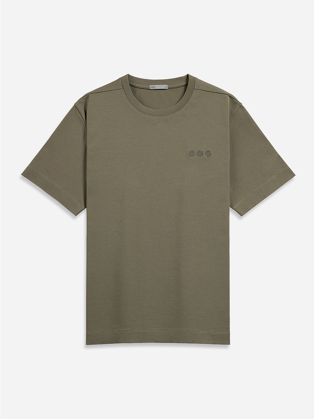 Smoke Olive Baseile Logo Tee Mens Relaxed Fit Embroidered Logo Tee Short Sleeve 