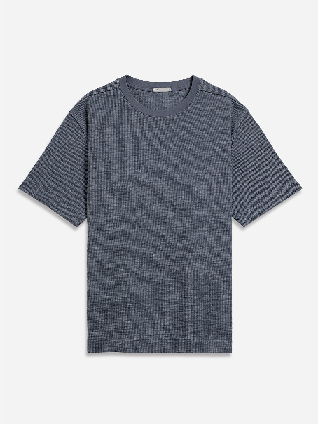 Iron Blue Baseile Slub Waffle Tee Mens  Waffle Knit Tee Shirt Mens Crew Neck Short Sleeve Tee 