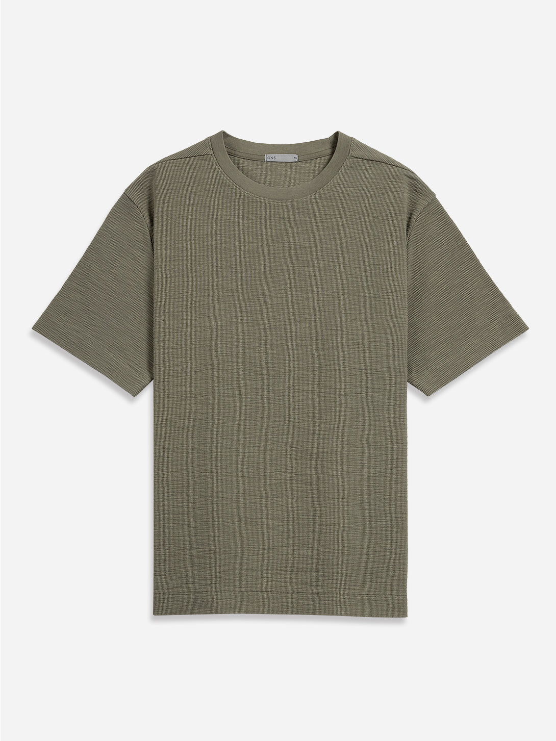 Smoke Olive Baseile Slub Waffle Tee Mens  Waffle Knit Tee Shirt Mens Crew Neck Short Sleeve Tee 