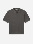 Grey Lind Textured Sweater Polo Mens Slub Waffle Collared Polo Shirt 