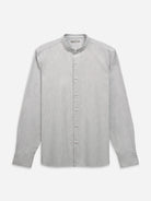 Lt Grey Heather Aleks Heather Oxford Shirt Mens Band Collar Button Up Dress Shirt Oxford 