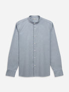 Dk Blue Heather Aleks Heather Oxford Shirt Mens Band Collar Button Up Dress Shirt Oxford 