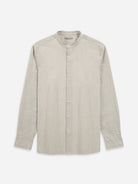 Off White/Grey Stripe Aleks Seersucker Stripe Shirt Mens Band Collar Seersucker Striped Shirt ONS Clothing