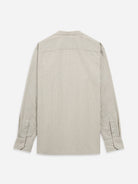 Off White/Grey Stripe Aleks Seersucker Stripe Shirt Mens Band Collar Seersucker Striped Shirt ONS Clothing
