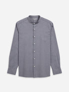 Navy/White Stripe Aleks Seersucker Stripe Shirt Mens Band Collar Seersucker Striped Shirt ONS Clothing