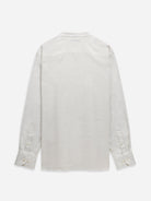 Bright White Aleks Linen Shirt Mens Band Collar Linen Button Up Dress Shirt 