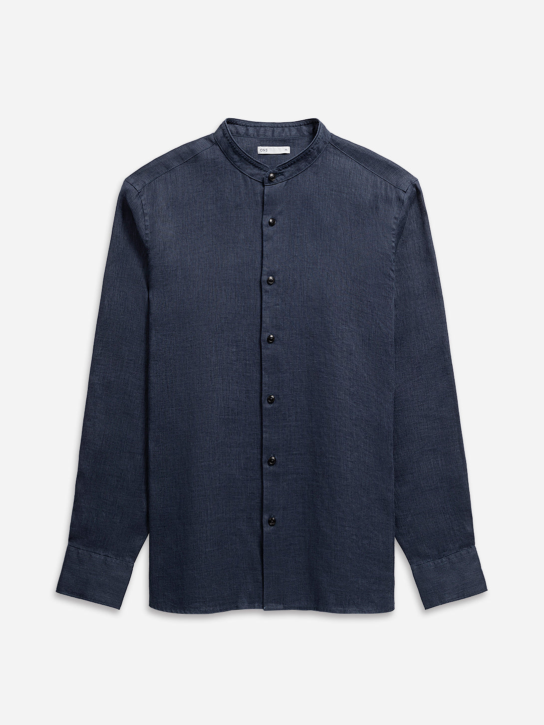 Dk Navy Aleks Linen Shirt Mens Band Collar Linen Button Up Dress Shirt 