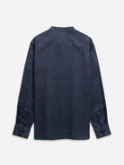 Dk Navy Aleks Linen Shirt Mens Band Collar Linen Button Up Dress Shirt 