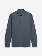 Iron Blue Darcy Ribbed Knit Shirt Mens Knitted Button Up Dress Shirt Mens Casual Long Sleeve Shirt Point Collar