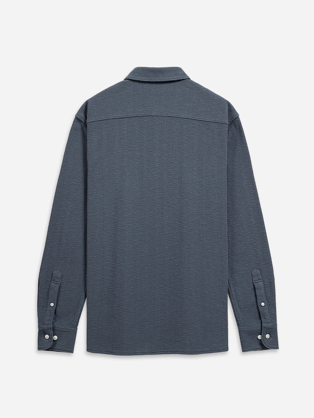 Iron Blue Darcy Ribbed Knit Shirt Mens Knitted Button Up Dress Shirt Mens Casual Long Sleeve Shirt Point Collar