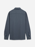 Iron Blue Darcy Ribbed Knit Shirt Mens Knitted Button Up Dress Shirt Mens Casual Long Sleeve Shirt Point Collar