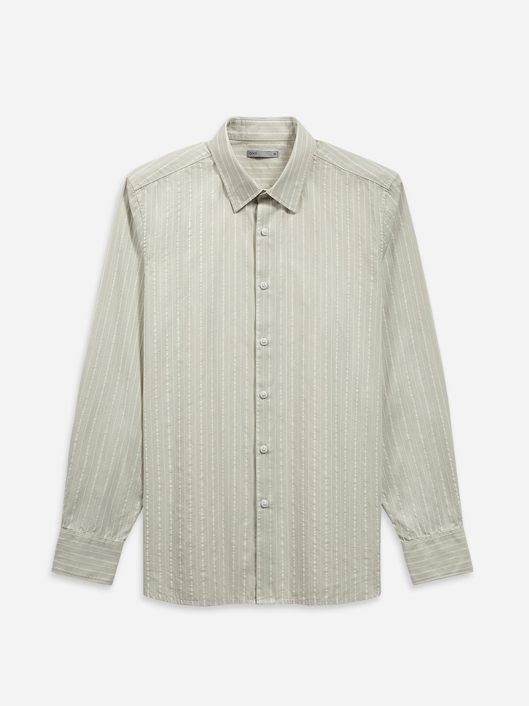 Lt Olive/White Stripe Arik Stripe Shirt Mens Button Up Woven Shirt Point Collar Work Shirt 